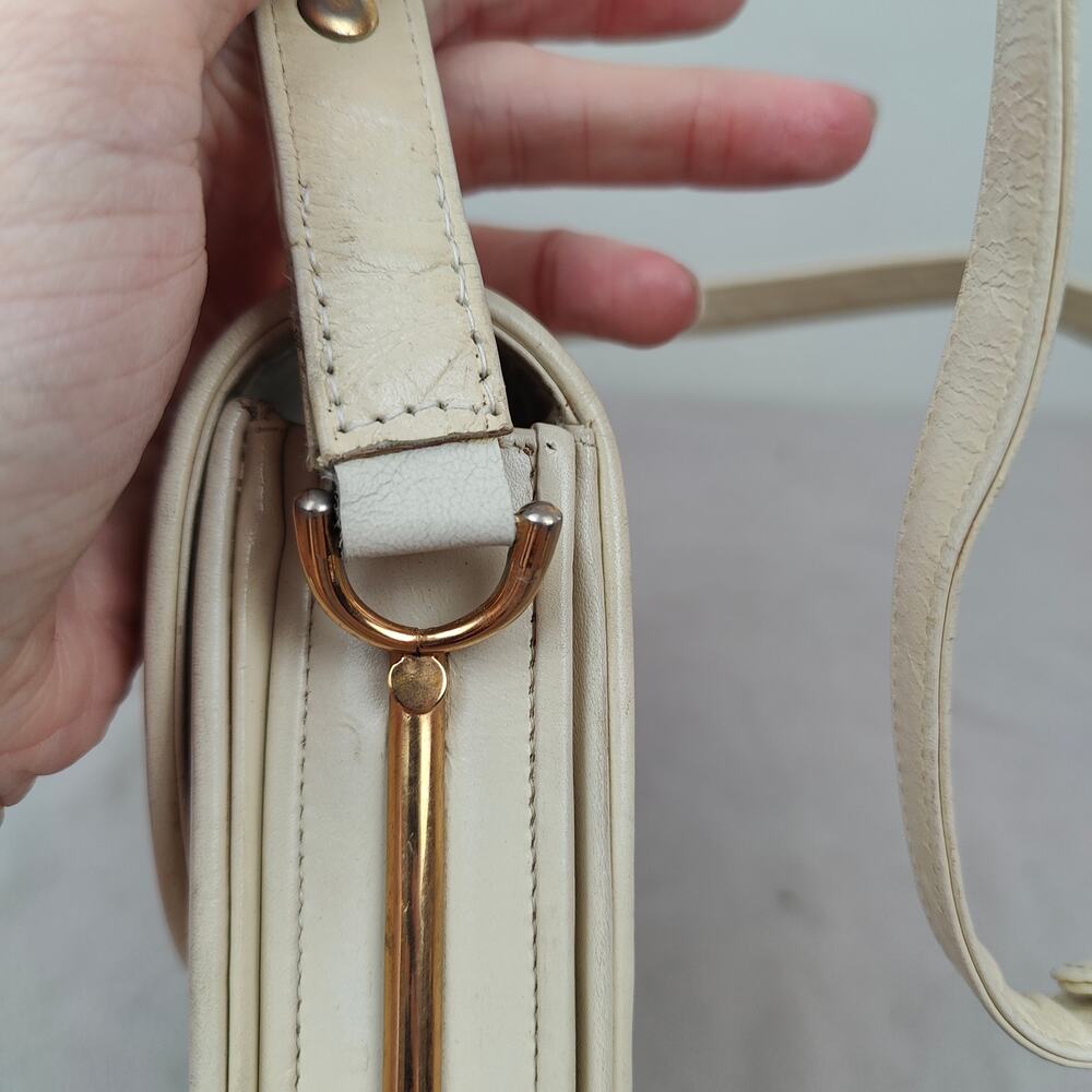 Vintage Gucci Leather Crossbody Bag Small Purse‎ Off-White Cream 80s REPAIRED - Picture 5 of 14